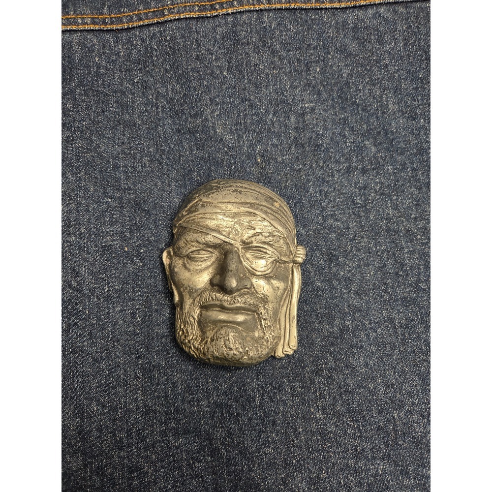 Vintage Large Pirate Head Silver Belt Buckle - Collectible